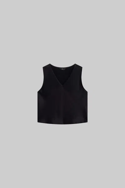 Leset Barb V Neck Shell In Black