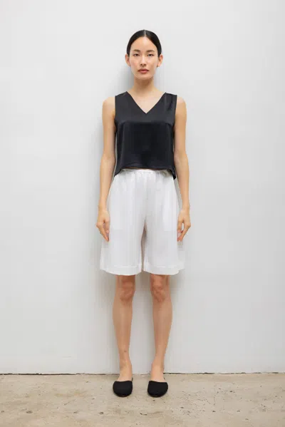 Leset Barb V Neck Shell In Black