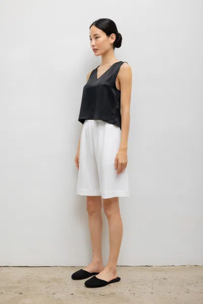 Leset Barb V Neck Shell In Black