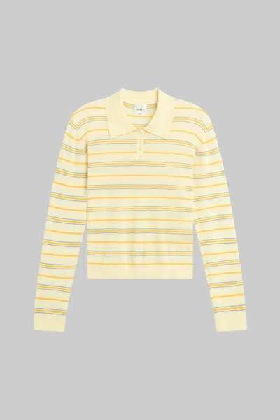 Leset James Stripe Polo In Neutral