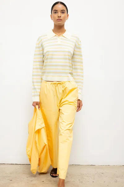 Leset James Stripe Polo In Neutral