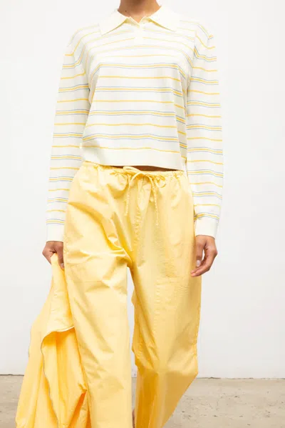 Leset James Stripe Polo In Neutral