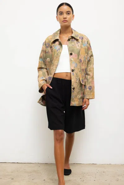 Leset Pre-order: Pam Button Down Jacket In Brown