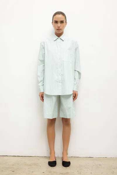 Leset Yoshi Stripe Classic Oversized Button Down In Blue