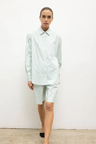 Leset Yoshi Stripe Classic Oversized Button Down In Blue