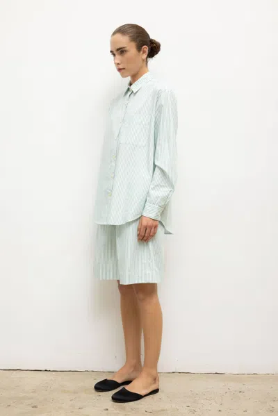 Leset Yoshi Stripe Classic Oversized Button Down In Blue