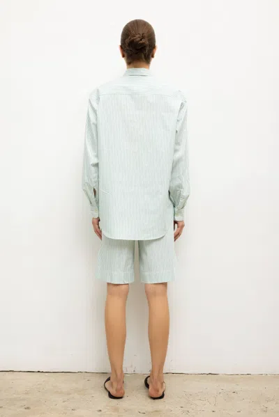 Leset Yoshi Stripe Classic Oversized Button Down In Blue