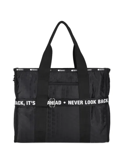 Msgm Patterned Lettering Strap Tote Bag In Black