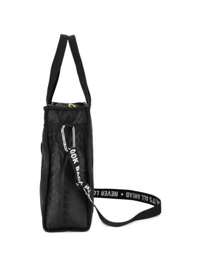 Msgm Patterned Lettering Strap Tote Bag In Black