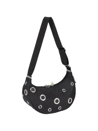 Msgm Eyelet Charm Shoulder Bag In Black