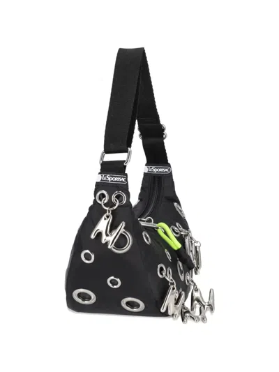 Msgm Eyelet Charm Shoulder Bag In Black