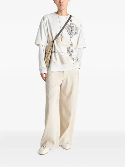 Lemaire Button Printed T-shirt In Neutral