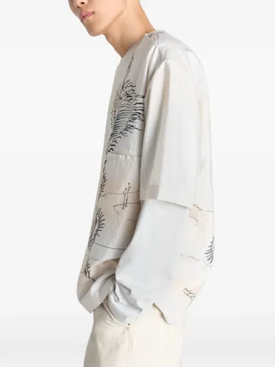 Lemaire Button Printed T-shirt In Neutral
