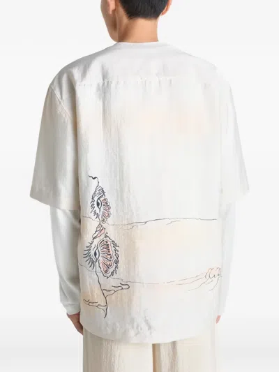 Lemaire Button Printed T-shirt In Neutral