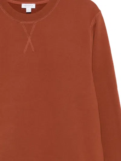Sunspel Loopback Sweatshirt In Orange