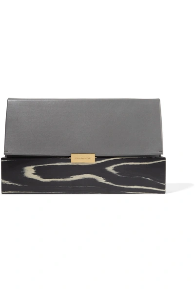 Stella Mccartney Faux Leather And Printed Wood Clutch
