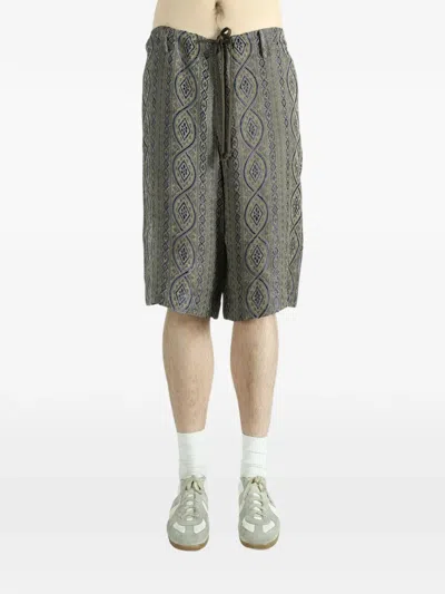 Uma Wang Pallor Patterned Drawstring Shorts In Gray