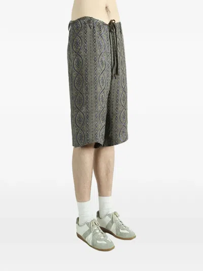 Uma Wang Pallor Patterned Drawstring Shorts In Gray