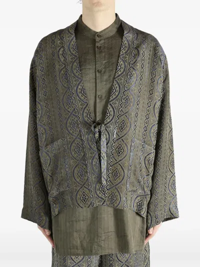 Uma Wang Juno Patterned Jacket In Blue