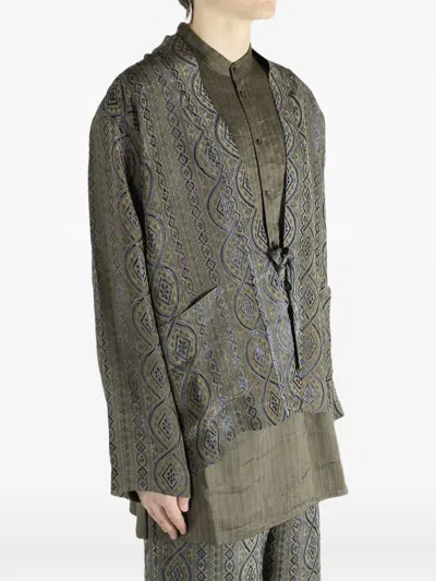Uma Wang Juno Patterned Jacket In Blue