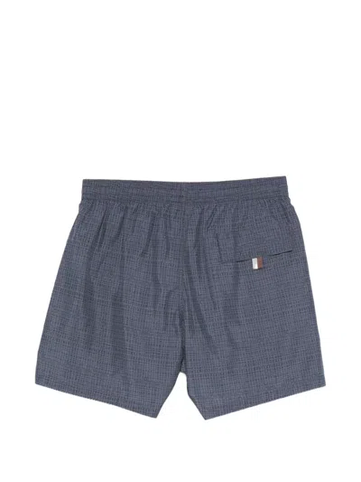 Canali Drawstring Patterned Swim Shorts In Blue