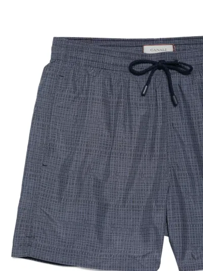 Canali Drawstring Patterned Swim Shorts In Blue
