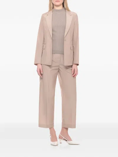 Peserico Wool Single Breasted Blazer Notch Lapels In Neutral