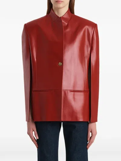 Khaite Dolso Single-breasted Leather Cape Jacket In Red