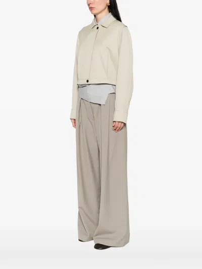 Low Classic Buttoned Jacket In Neutral