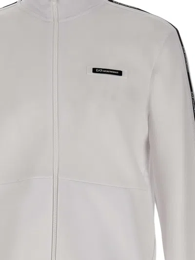 Ea7 Logo-detail Full-zip Sweatshirt In White