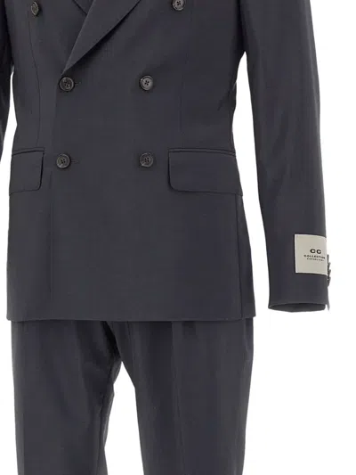 Corneliani Double-breasted Suit In Black