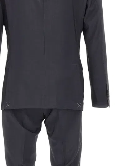 Corneliani Double-breasted Suit In Black