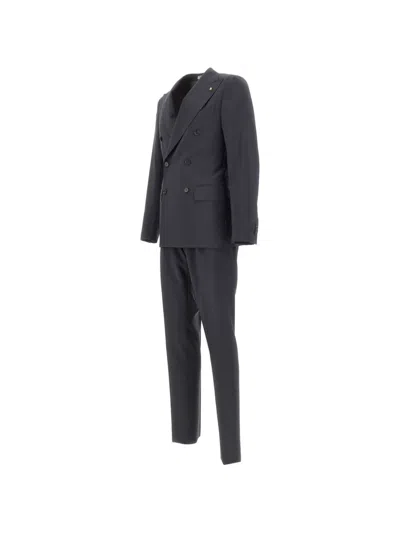Corneliani Double-breasted Suit In Black