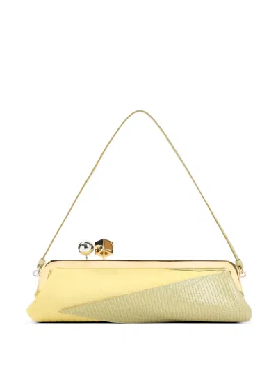 Jacquemus Salon Mais Suede And Patent-leather Clutch In Yellow