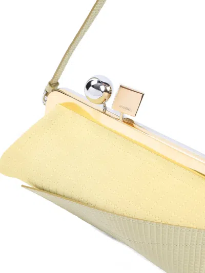 Jacquemus Salon Mais Suede And Patent-leather Clutch In Yellow