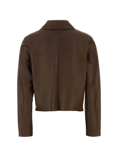Santoro Buttoned Leather Jacket In Brown