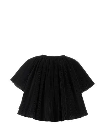 Co Polyester Blend Cape Top Round Neck In Black