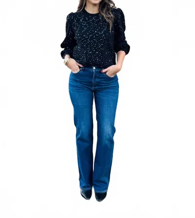 Michael Stars Deanna Sequin Embellished Balloon Sleeve Crewneck Sweater In Multi