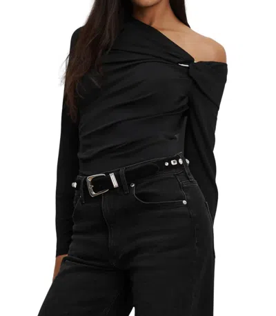 Veronica Beard Lozea Asymmetric Embellished Stretch-mesh Top In Black