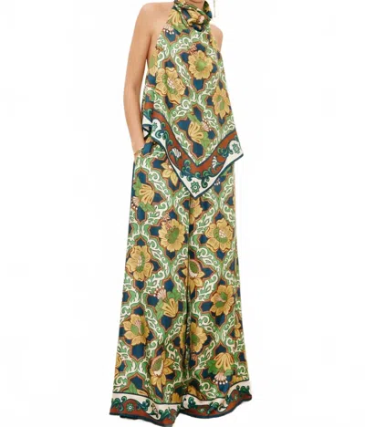 Alemais Womens  Liana Printed Silk Palazzo Trousers In Green