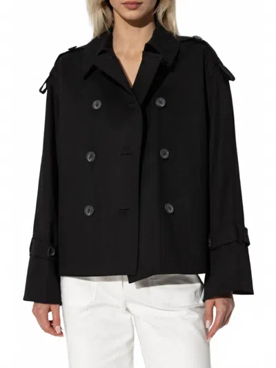 By Malene Birger Cropped Double Breasted Trench Jacket In Black