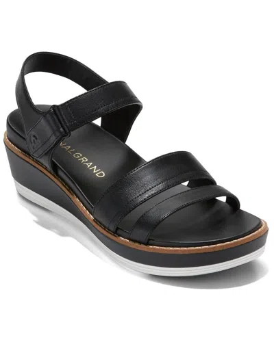 Cole Haan Og Peyton Flatform Leather Wedge Sandal In Black