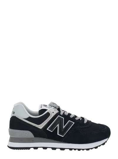 New Balance 574 Leather-trimmed Suede And Mesh Sneakers In Navy