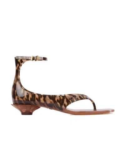 Chloé Jelly Flip-flop Sandals Tropical Print Shell Heel In Animal Print