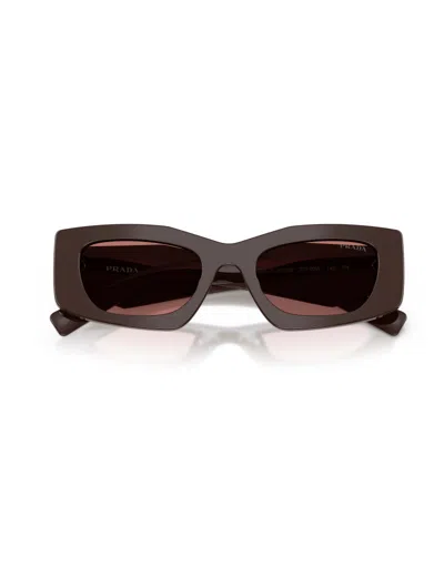 Prada Geometric-frame Sunglasses In Brown