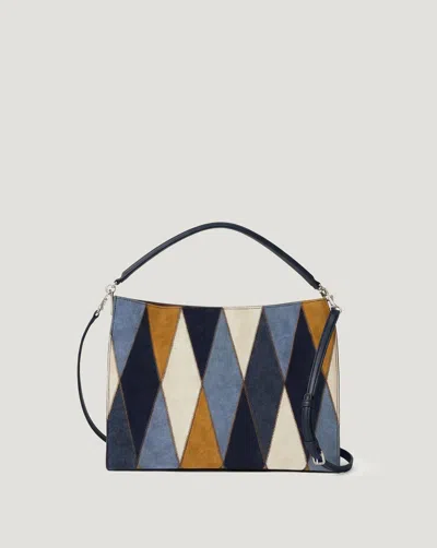 Veronica Beard Vida Medium Patchwork Leather Crossbody Bag In Multi