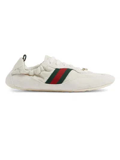 Gucci Shift Sneakers Embroidered Accents Low Top Sole In White
