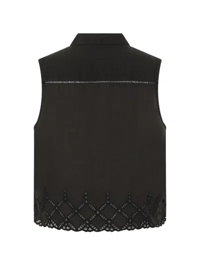 120% Lino Buttoned Openwork Shirt In Black