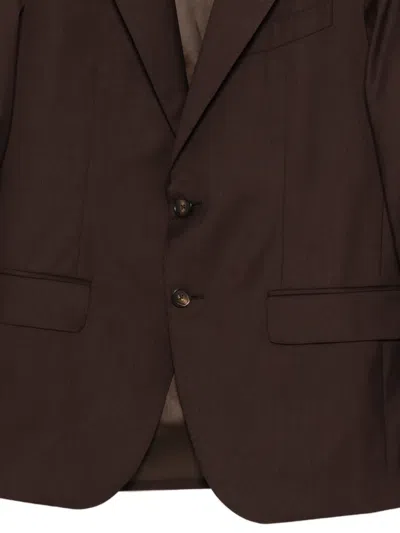 Caruso Button Jacket In Brown