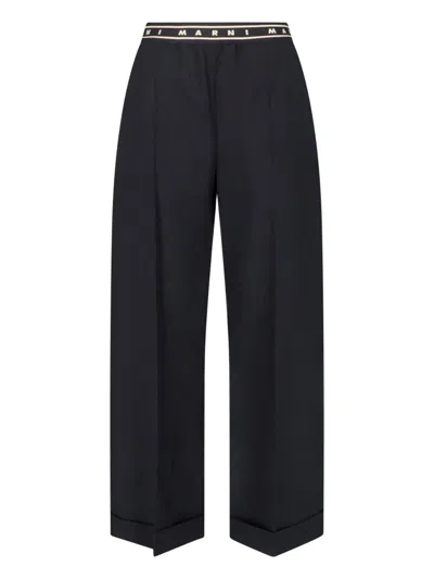 Marni Virgin Wool Trousers In Blue